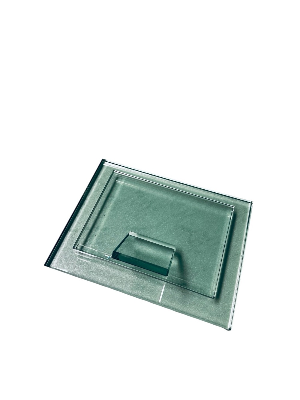 Vintage 2000s Solid Clear Glass Floating Picture Luxury Tabletop Frame 4x6 - Picture 4 of 6